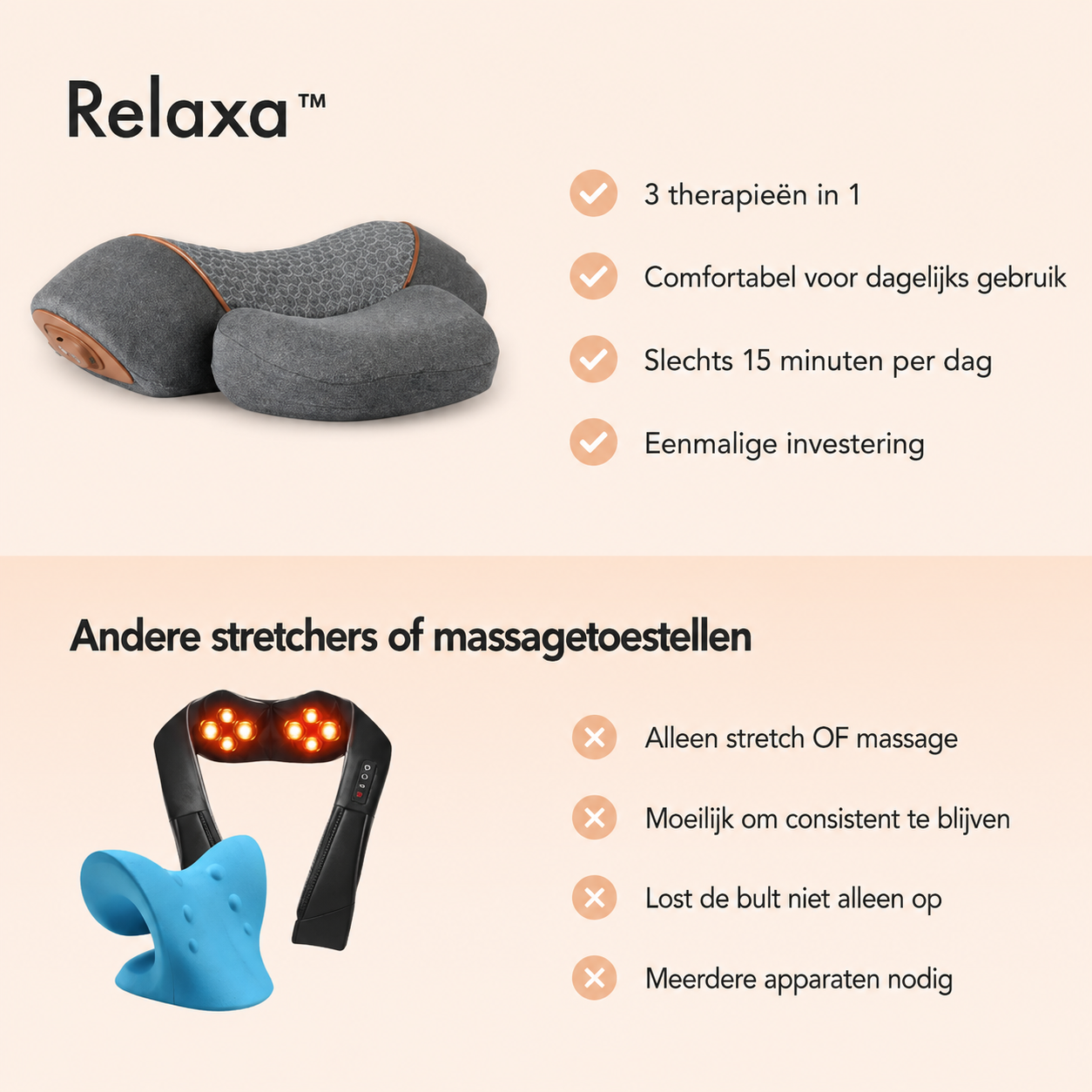 Relaxa™ 3-in-1 Nekmassage met Warmtetherapie